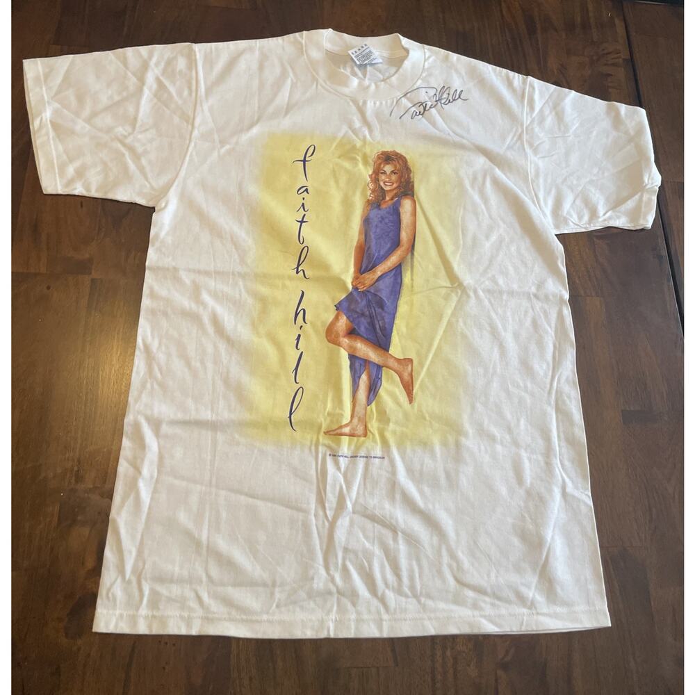 Vintage Faith Hill 1995/96 Signed It Matters To Me Tour Sz L White Tee